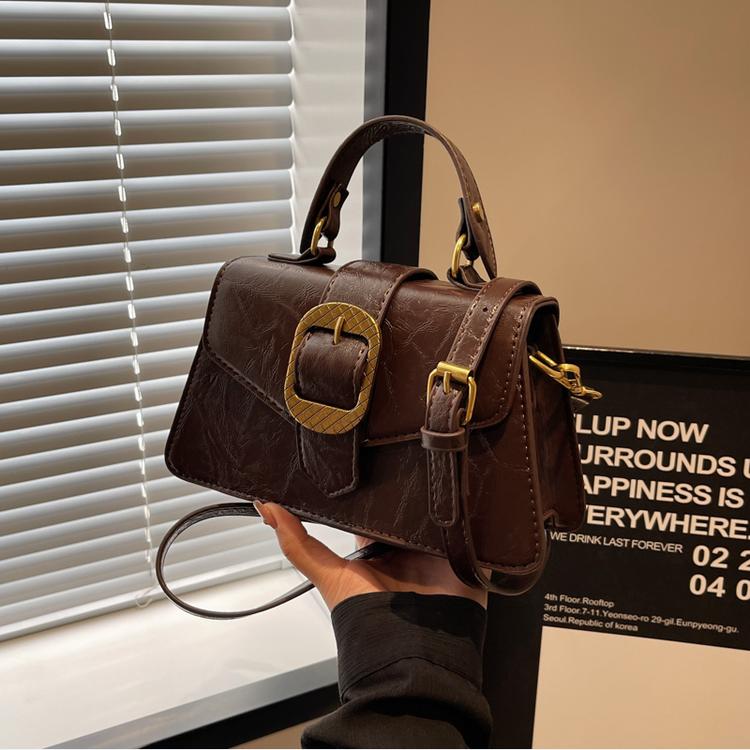 

Ретро-сумка для поездок на работу, маленькая квадратная сумка 2024 года, осень-зима, новая сумка, модная иностранная сумка высокого качества, изысканная женская сумка-мессенджер кофейный