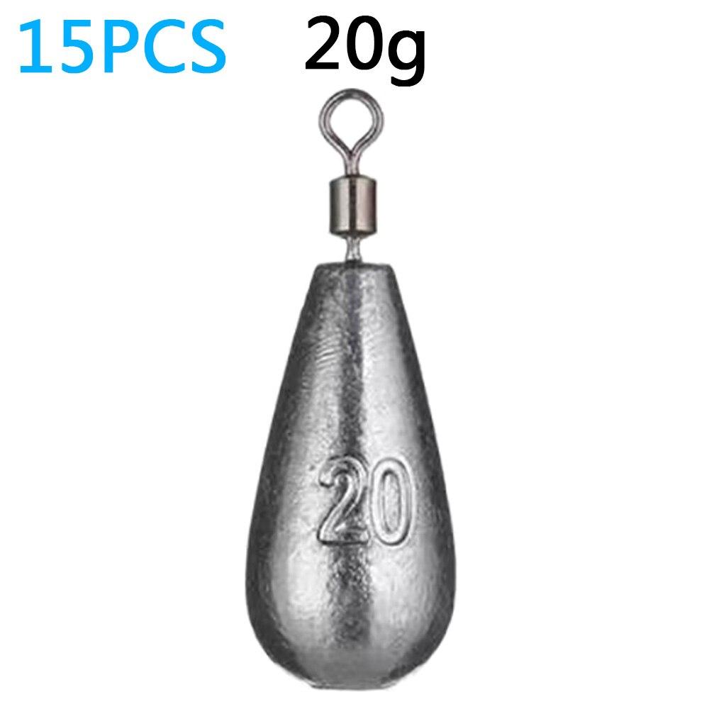 Drop Shot 15PCS/Lot Fishing Weight Sinker 10g 20g Tube Bullet Plumb Pendant Metal Jig Sea Tackle Kit Pesca Tool