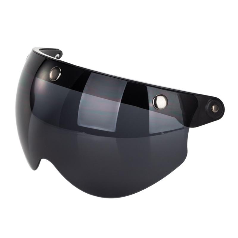 Visores Universales para Motocicletas Estilo Piloto Retro Estándar de 3 Botones de Presión Abatibles Hacia Arriba Abajo Casco Abierto Parabrisas Duradero