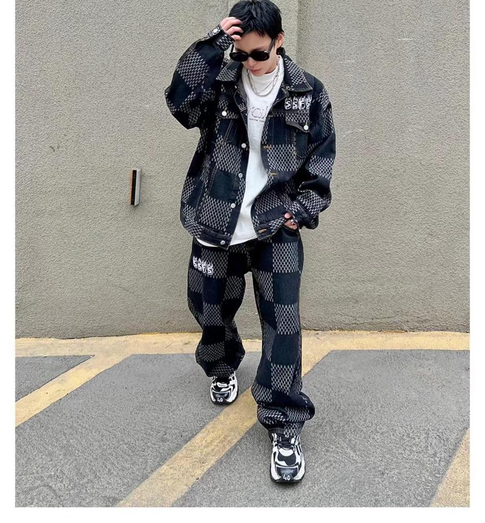 Men's Handsome Casual Sports Suit: Loose Cardigan Jacket & Wide-Leg Pants Two-Piece Set