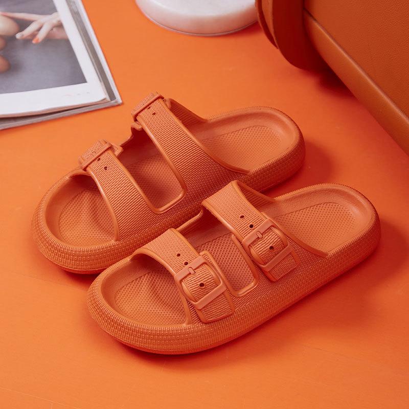 Women's Thick Platform Cloud Slides Pillow Slippers Fashion Buckle Soft Sole Non-Slip Flip Flops Summer Beach Sandals