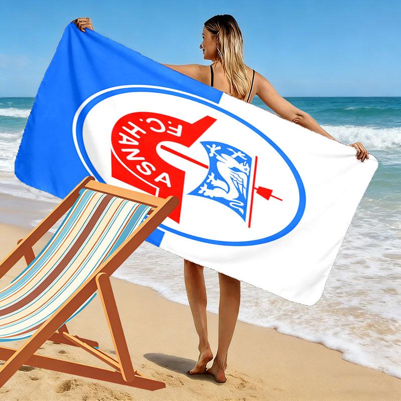 FC Hansa Print Strandtuch, Großes Weiches Schnelltrocknendes Handtuch für Strand Camping Schwimmen