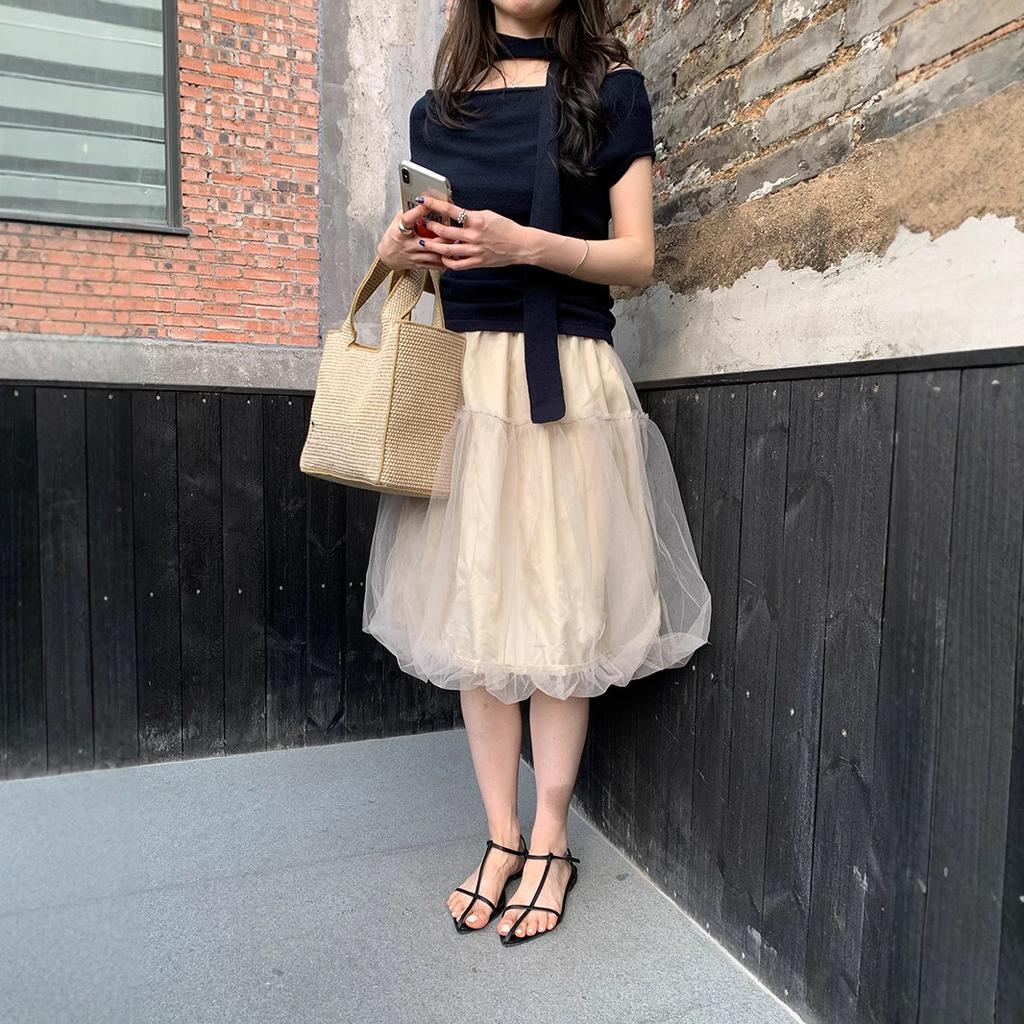 Girly Yarn Gauze Skirt Spring and Summer New Design Fluffy Bud Skirt Versatile A-shaped Skirt