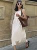2023 Apricot Sleeveless Off-Shoulder Pullover Sling Dress - European & American Summer Fashion