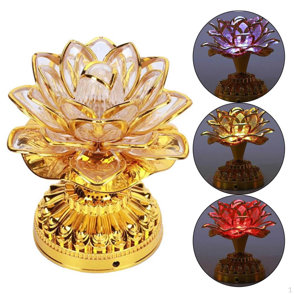 LED Lotus Buddhist Lights Color Changing Buddha Lamps Battery Operated Lamp Worship