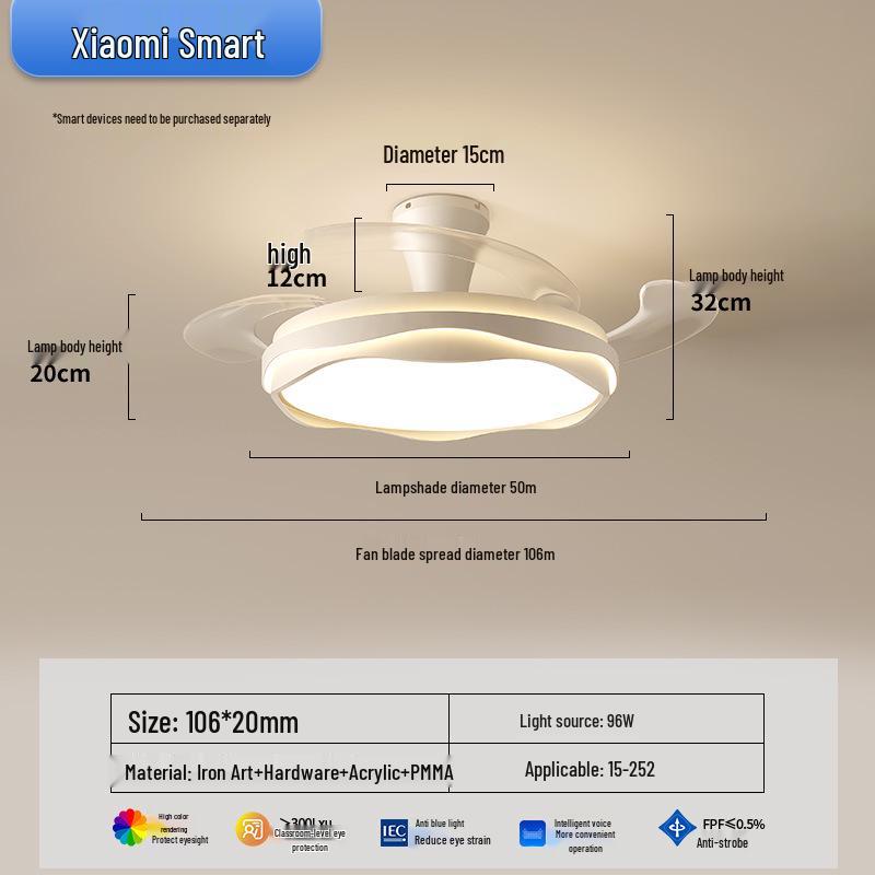 2025 Modern Silent Ceiling Fan with Integrated Light for Bedroom or Restaurant