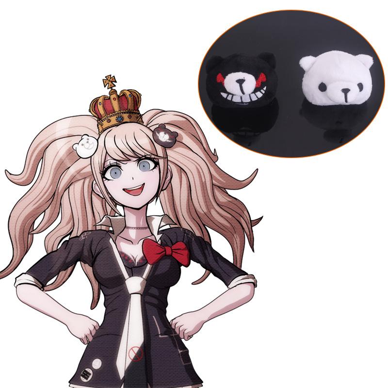 Danganronpa Junko Enoshima Bear Hairpin Set - Cosplay Black & White Hair Clips