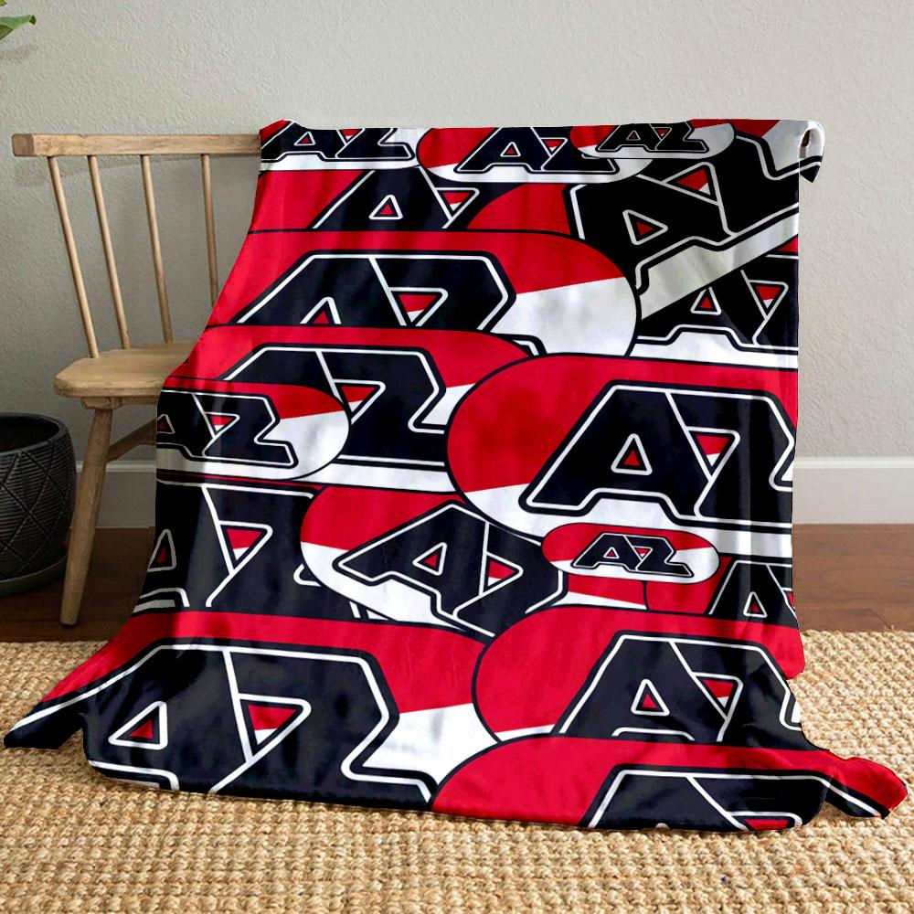 "Red and Black AZ Logo Pattern" Patterned blanket, flannel, suitable for all seasons, home decor, warm and cozy