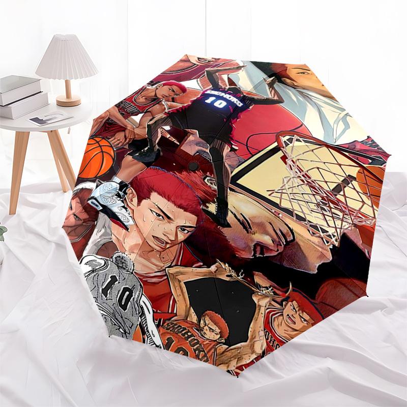 

1pc Shohoku Basketball Team Automatic Opening/Closing Umbrella - Portable 3-Fold Design with Iron Frame, Outdoor for Fans, Travelers, Daily Use, Gift