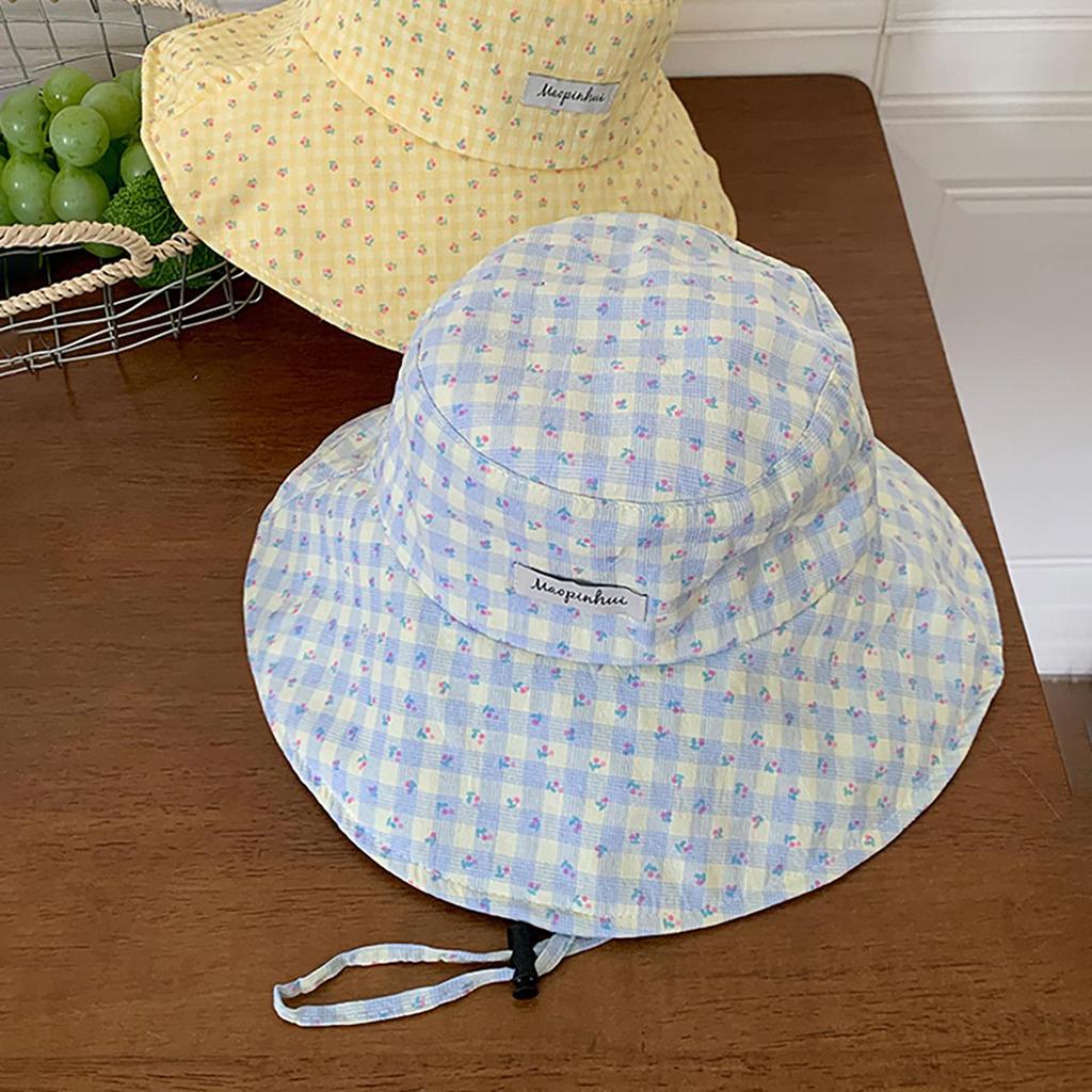 Women Sweet Flower Print Fishermen Hat Spring Summer Large Brim Lace-up Sunshade Floral Bucket Hat Female Girl Travel Beach Caps