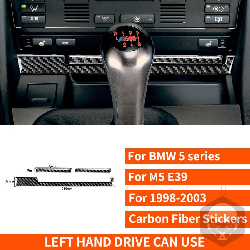 For BMW 5 Series M5 E39 1998-2003 Real Carbon Fiber Sticker Radio AC CD Shift Door Lift Panel Car Accessories Ide Decorative