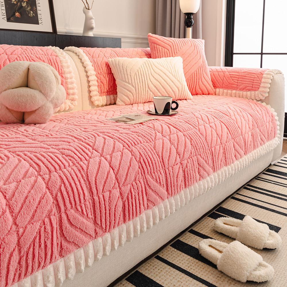 Thick Plush Sofa Cushion Winter Warm Dustproof Couch Towel Skin-friendly Comfortable Delicate Anti-static Machine Washable