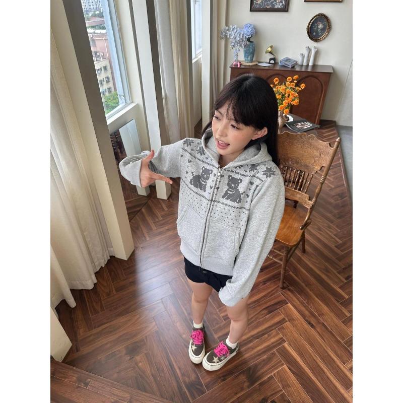 Cárdigan Retro Americano Sudadera con Capucha Mujer Otoño Suelto Versátil Casual Top Chaqueta