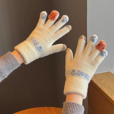 Women's Warm Touchscreen Wool Gloves - Cute, Thick, Knitted for Winter, Cycling & Cold Protection