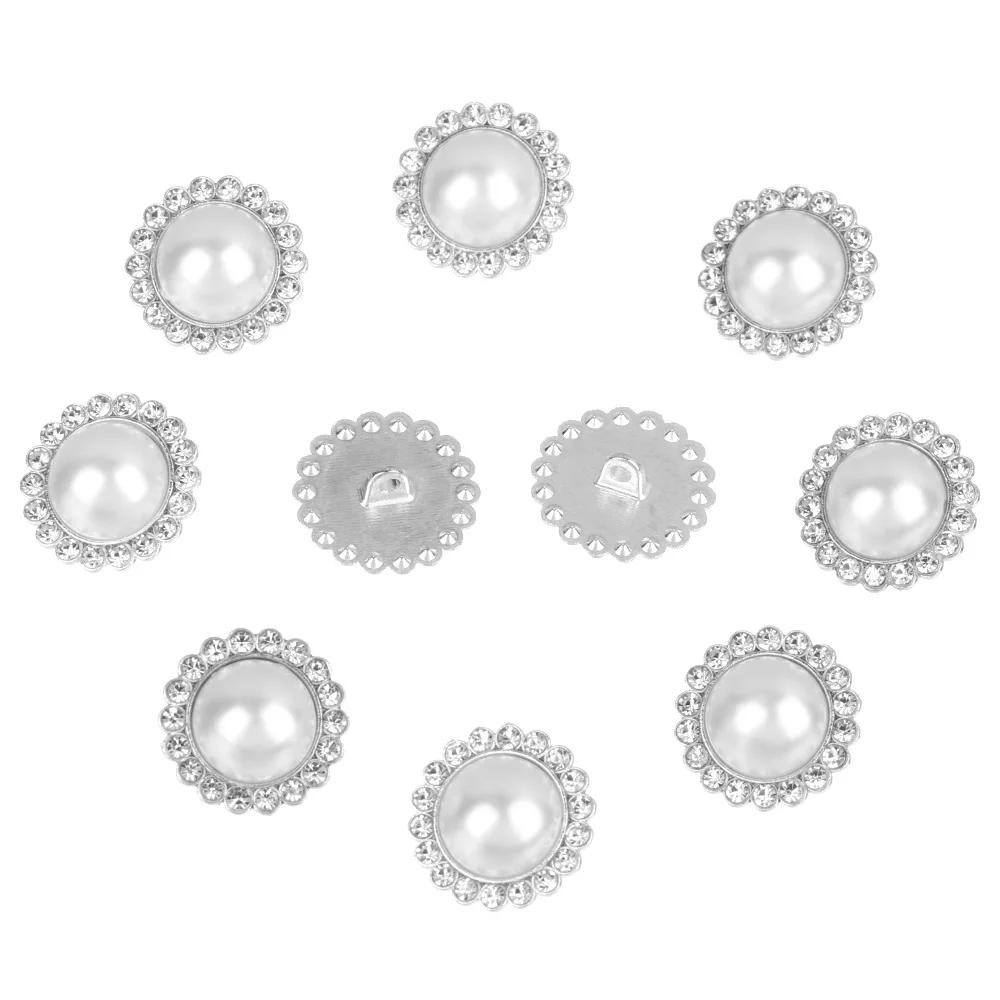10 Pezzi Lega Strass Lucidi Perla Bottoni per Abbigliamento DIY Cucito Abbigliamento Bottone Lavorazione a Maglia Fatta a Mano Accessori Decorativi per Cucito