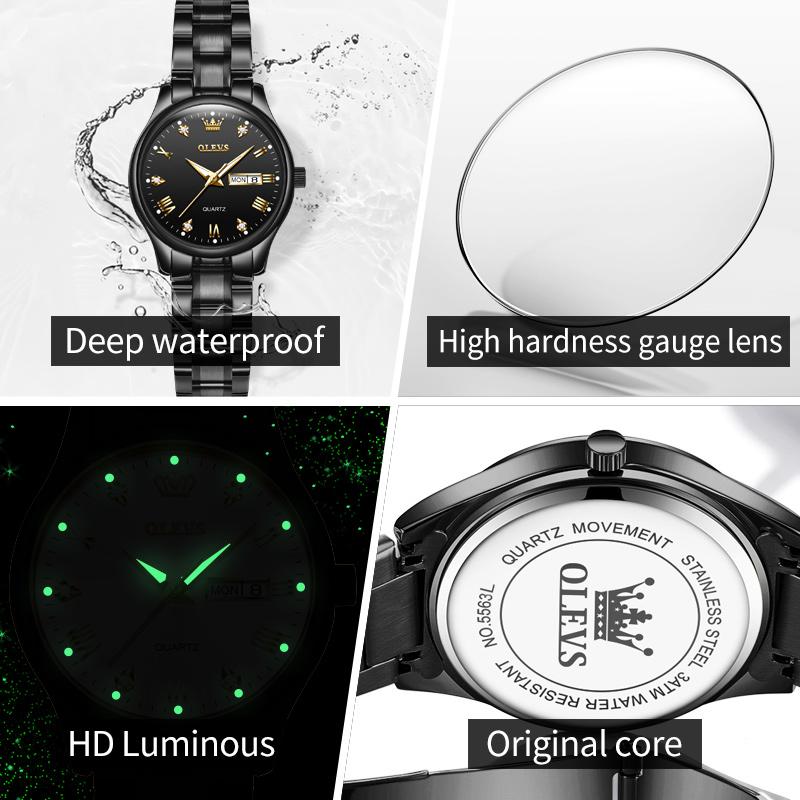 Orologio marca OLEVS con diamanti incastonati, impermeabile, luminoso, al quarzo, per donna 5563