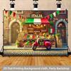 Vintage Italian Market Tapestry, Cobblestone Street Wall Hanging for Live Streaming