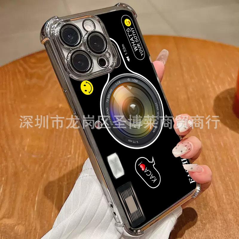 Retro Camera for iPhone17 Mobile Phone Case, Four Corners Anti-drop Airbag 16promax Lens Film 15 Protective Case