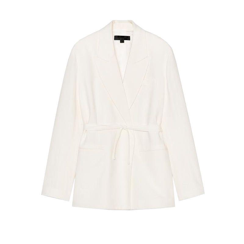 Spring New Women's Clothing White Pleated Casual Pants 2420586 Linen Blend Suit Outwear 2464586