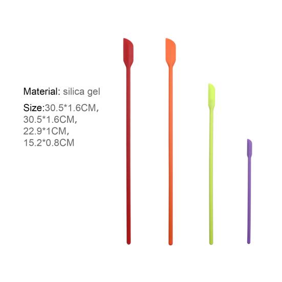 4Pcs/Set Silicone Spatula Soft Flexible Portable Long Handle  Small Scraper Kitchen Gadget