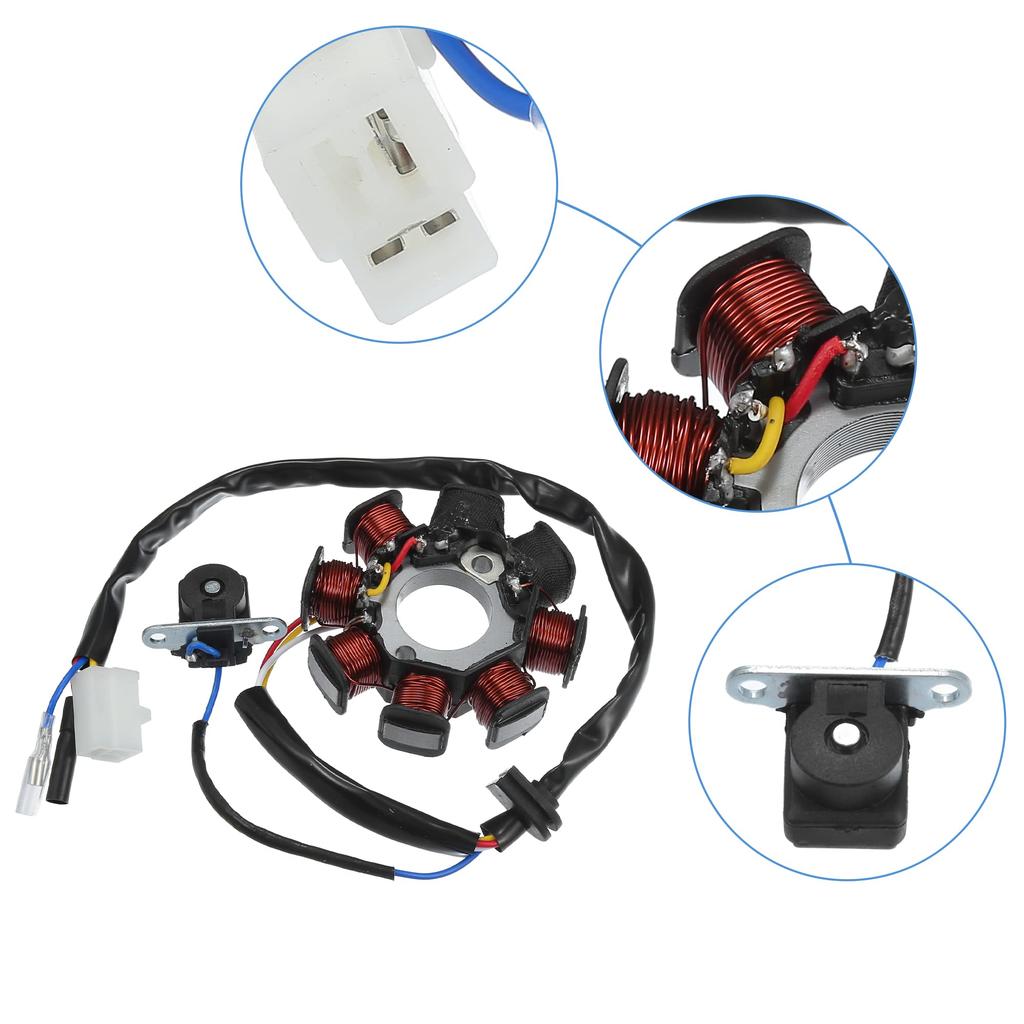 ACROPIX Motorcycle Magnetic Stator Plate Ignition Coil 4 Wire 8