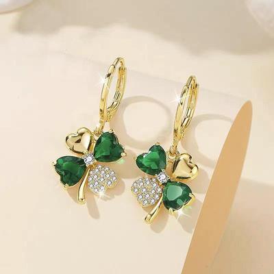 Grün Vierblättriges Kleeblatt Ohrringe Für Frauen Mädchen Mode Ohr Schnalle Ohrringe Schmuck Geschenk LM