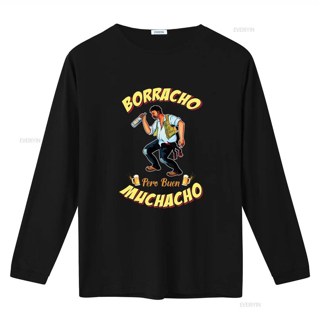 Borracho Pero Buen Muchacho Funny Mexican Loteria T Shirt Good Boy Design for Unique Style Vintage Washed Slightly Breathable