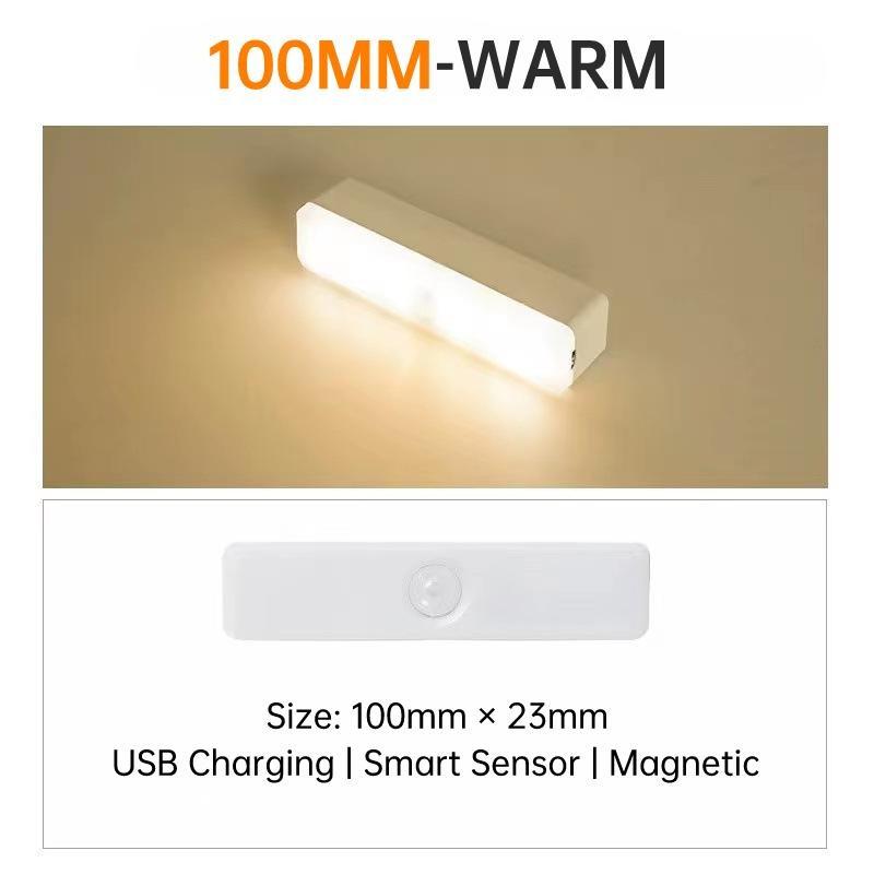 10/20/30/50CM LED Night Light Motion Sensor USB Rechargeable Ultrathin Wireless Wardrobe Kitchen Cabinet Night Light Warm Light