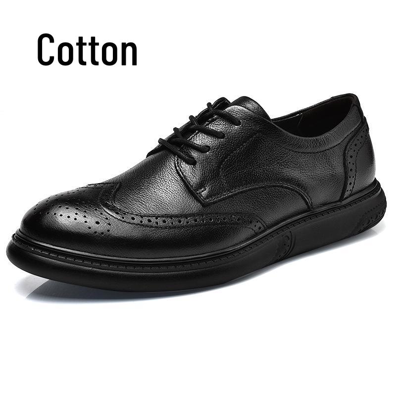 Men s Large Size Round Toe Cowhide Lace-up Casual Loafers - Korean Style, Low Heel Moccasins. 43