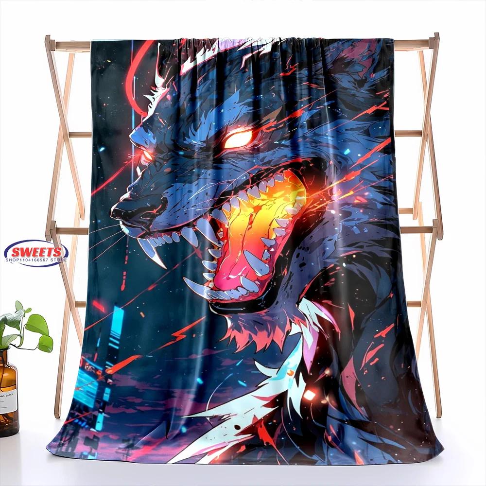 Fine Workmanship Wolf Blanket,Comfortable and Breathable, Machine Washable Blanket,Home Office Nap Blanket for Four Seasons Gift