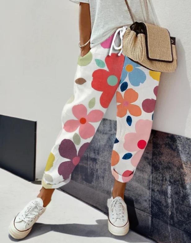 2025 Amazon's New Temperament Commuter 3D Digital Printing, Cotton and Linen Simple Crimped Casual Pants Can Be Printed