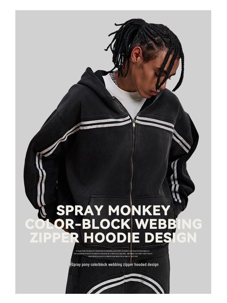 Men's Retro Heavyweight Fleece Hoodie - Autumn/Winter Casual Sports Jacket