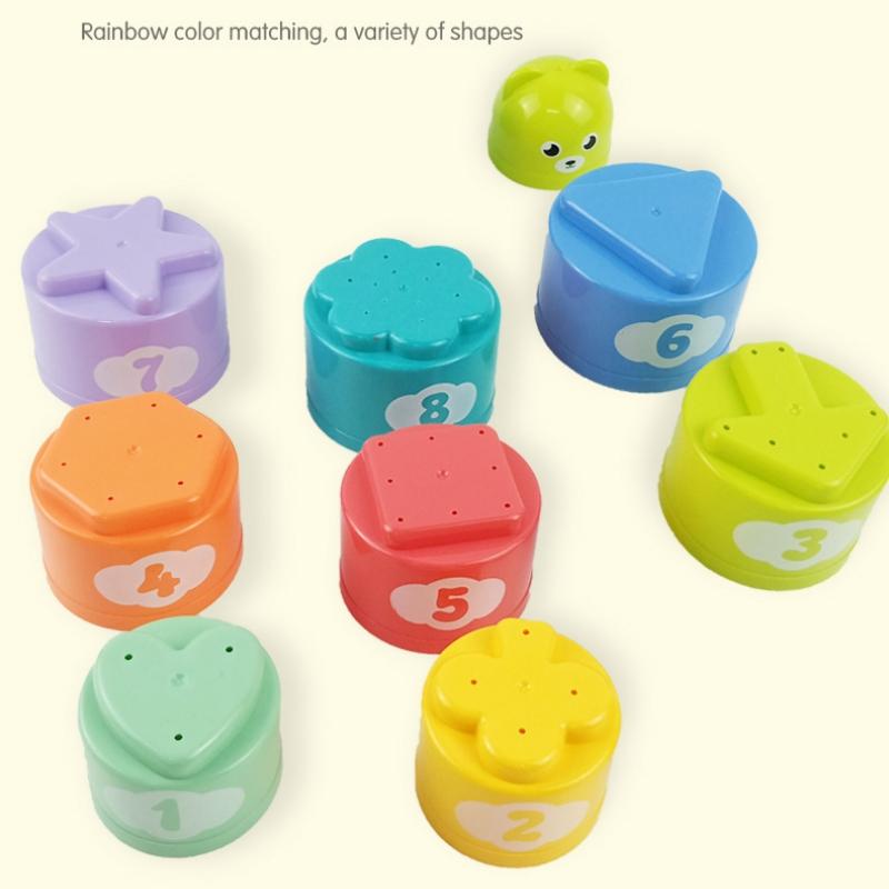 Kids Fun Number Letters Stacking Cup Baby Montessori Early Educational Sensory Puzzle Stack Speed Games Toys for Children Gifts