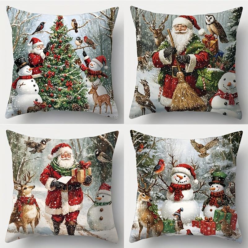 1pc Christmas Cushion Cover Snowman Santa Claus Durable Cover 2025 New for Home Ornament Xmas New Year Christmas Decoration