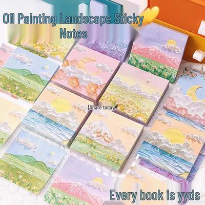 Landscape Oil Painting Sticky Notes - Student Labels & Office Memo Pads