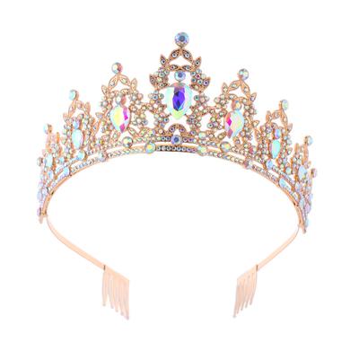 Bridal Crown Metal Rhinestone Crown Cross-Border Birthday Party Headdress New Headband