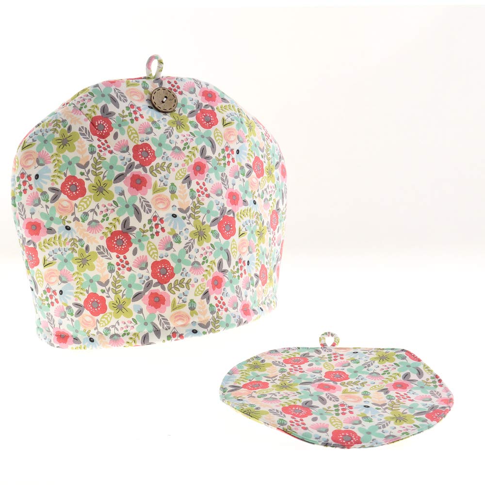 Stylish Scandinavian-style tea cozyteapot cover, red, Earl Grey, crafted by artisans Sachiko and Akiko Kawashima, made in Japan with 100% cotton