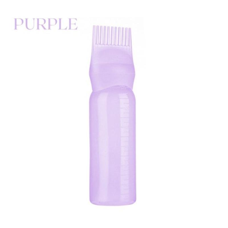 

Hair Dye Applicator Bottle Refillable Squeeze Hair Oil Bottle Dispenser Scalp Massage Comb Hairdressing Coloring Tools 150ml фіолетовий