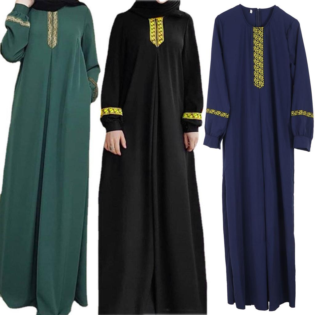 Fashion Muslim-Clothing Long Zip Muslim-Dresses Ethnic Style Women Robe Plus Size Middle East Clothing for Outings