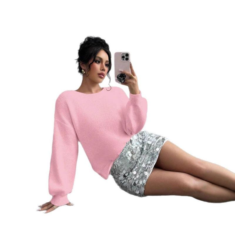 Fashion Sequined Bow Loose Long-sleeved Niche Knitted Sweater Cardigan