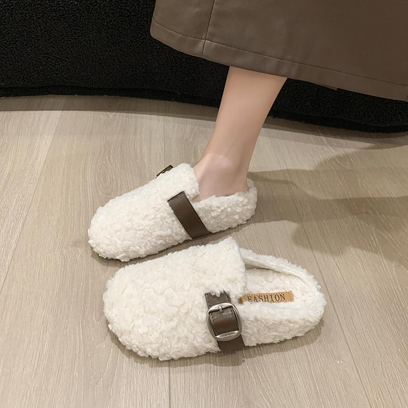 Cotton slippers women's autumn and winter 2025 new velvet warm soft-soled beanie shoes girl princess fluffy shoes cotton tow
