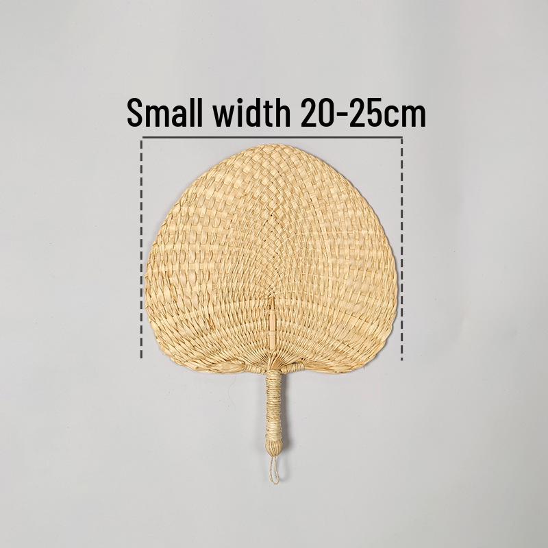 Liangshun Handmade Large Cattail Palm Leaf Fan with Curved Handle