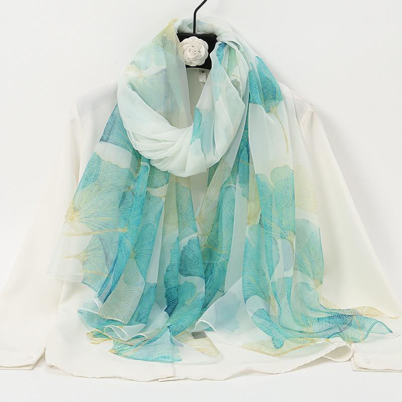 Silk Scarf for Women In Summer Beach Vacation Beach Towel Korean Style Fashion Printed Scarf Soft Yarn Protection Big Shawl