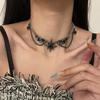 Punk Black Diamond Wings Starburst Necklace Subculture Y2k Hot Girl Clavicle Chain
