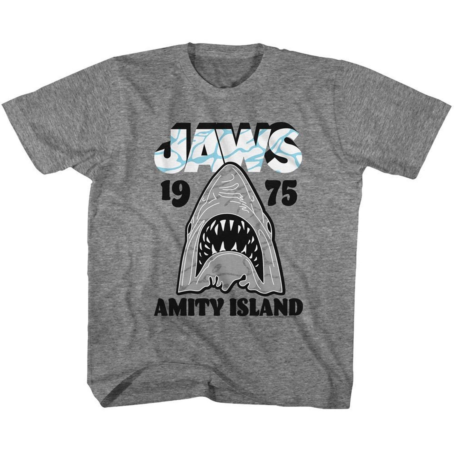Jaws Gray White Graphite Heather Youth T-Shirt 4XL