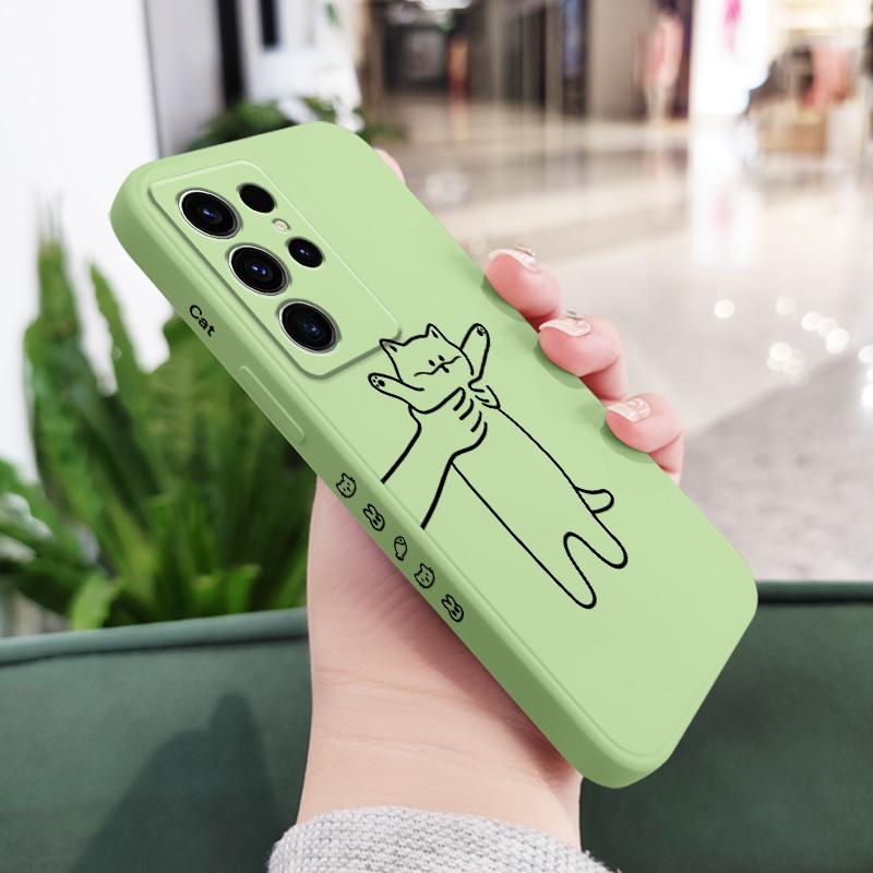 Fidgeting Cat Phone Case For Samsung Galaxy S25 S24 S23 S22 S21 S20 Ultra FE S10 S10E Plus Note 20 Ultra Silicone Cover