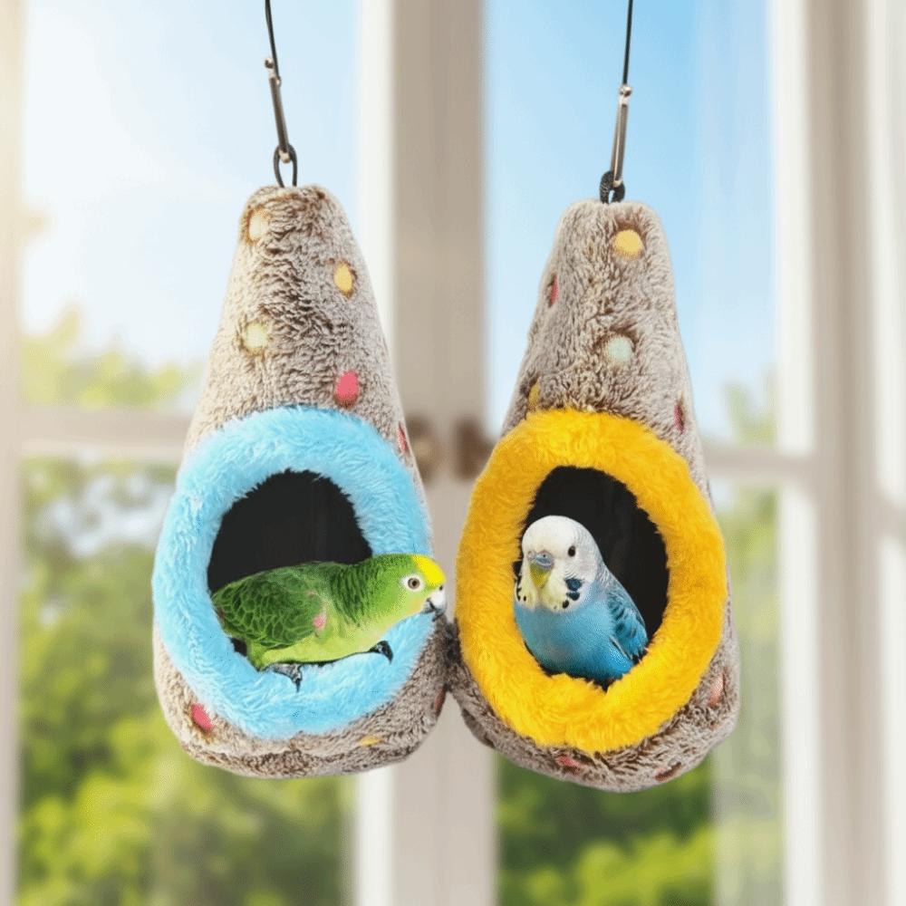 Cute Warm Egg-Shaped Bird Nest Fleece Thickened Bird Hammock Breathable Cozy Plush Birds House for Cockatiels Lovebirds