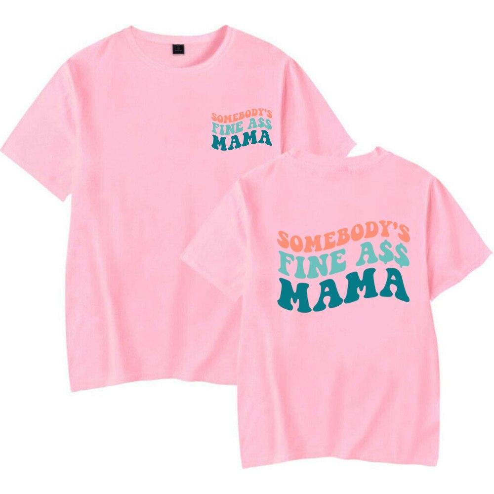 Somebodys Fine Ass Mama Shirt Retro Printed Front and Back Mama Tshirt Mom Life Tee Women Mama Funny Graphic Tee Gift for Mama