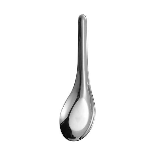 Chinese Asian Stainless Steel Soup Spoon Mirror Polished Long Handle Dinner Spoon for Bouillon Dessert Cereal Wonton Thai Miso Udon S