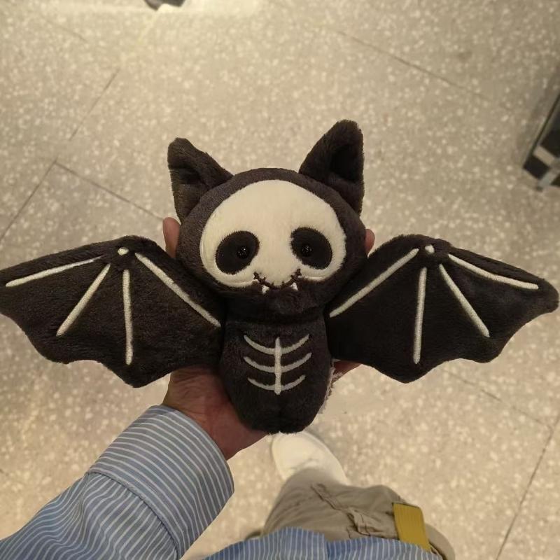 Kawaii Plüschschädel Fledermaus Schlüsselanhänger Cartoon Stoffpuppe Spielzeug Tasche Anhänger Rucksack Hängende Dekoration Halloween Geschenke